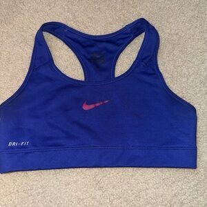 Nike Women's Dri-FIT Royal Blue and Pink Sports Bra